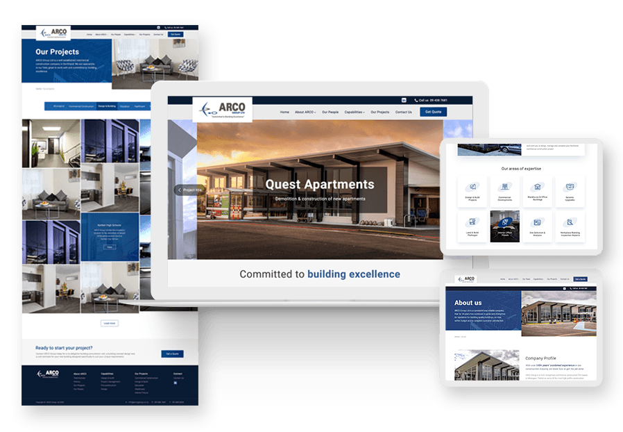 Ganzebertick created the website for construction company ARCO to present their services